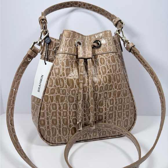 Brahmin Handbags - Brahmin Beige Croc-Embossed Cross-body Bag